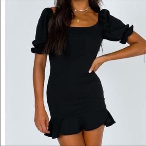 Princess Polly Black Puff Sleeve Mini Dress